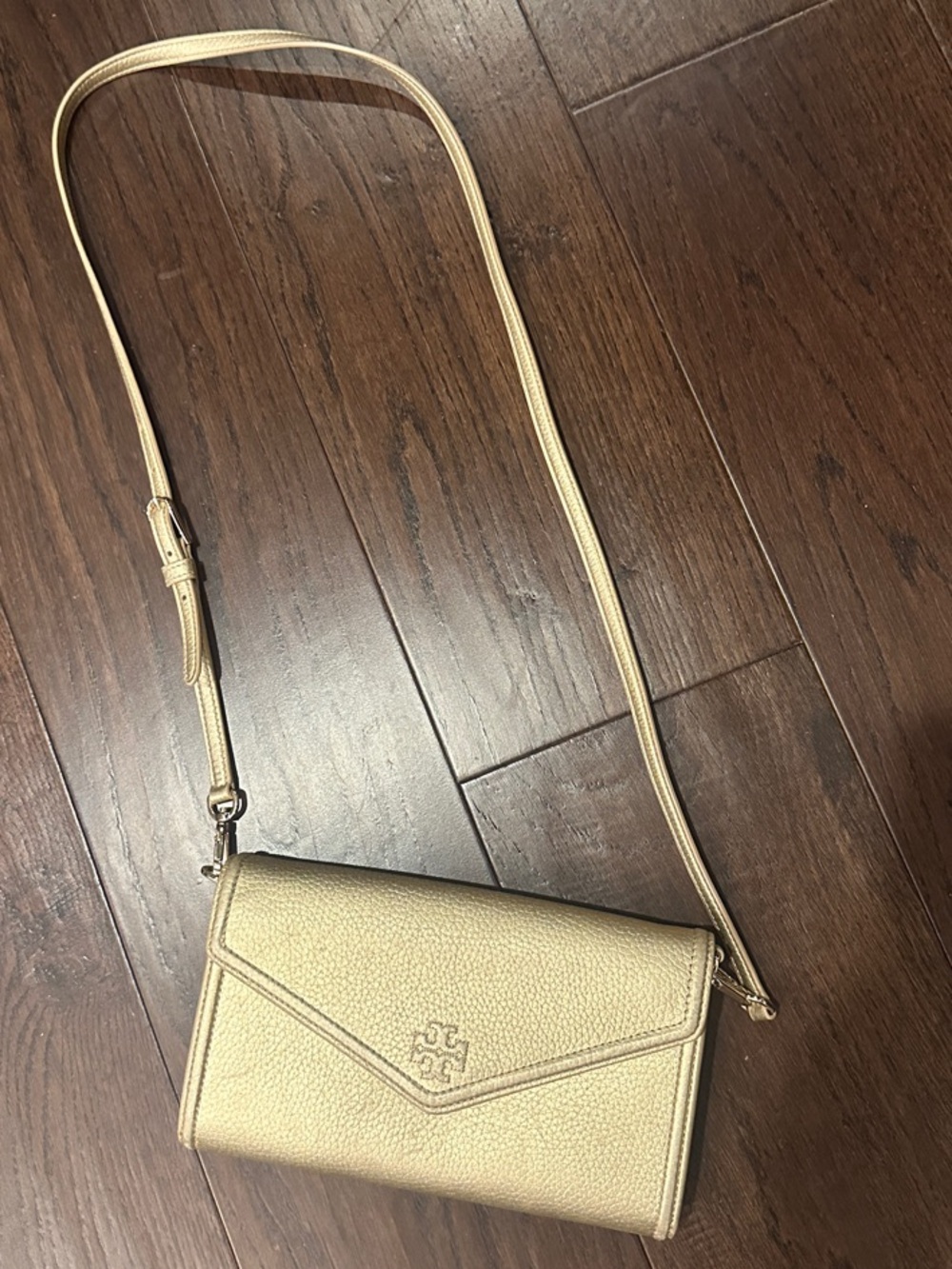 Tory Burch Metallic Gold Crossbody Wallet Bag